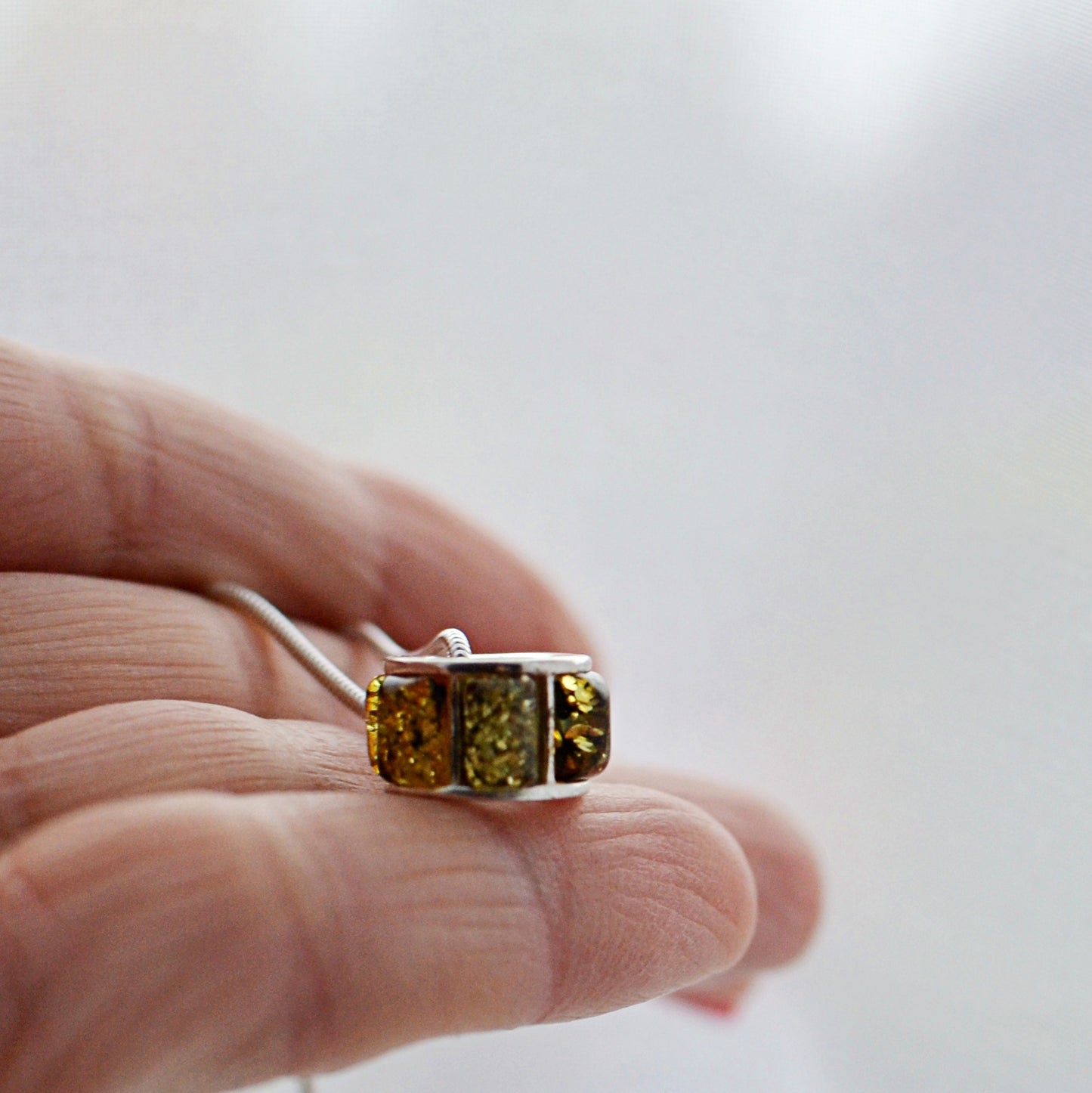 Green Amber Charm Beads