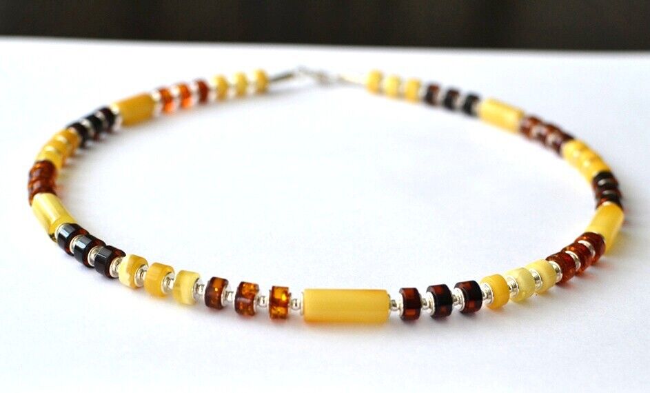 Natural Amber Necklace with Silver, Modern Amber Necklace, Baltic Amber with Silver Necklace