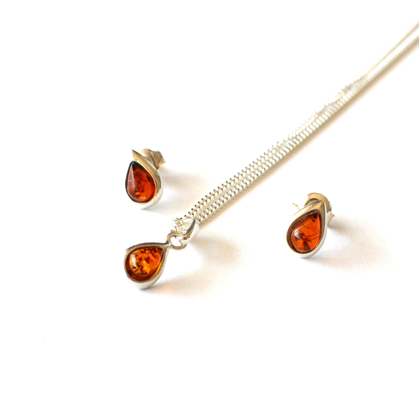 Dainty Tear Drop Amber Pendant