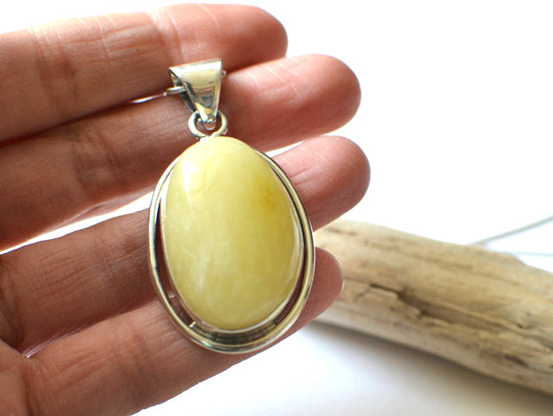 Yellow Amber Pendant Necklace