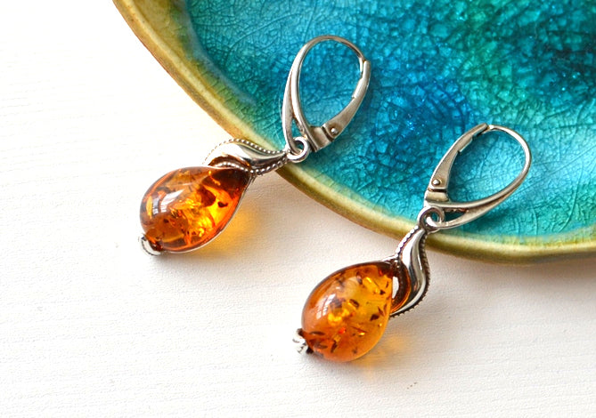 Jewelry Set Amber necklace and Earrings