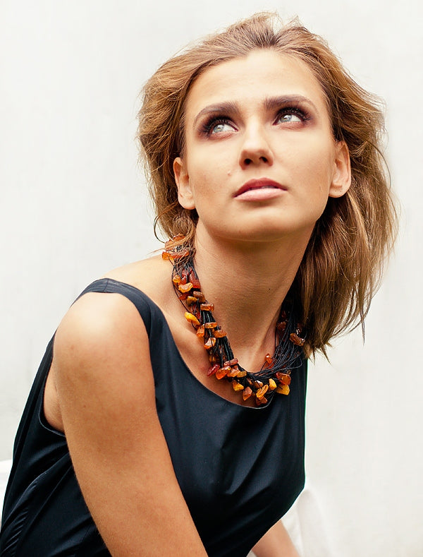 Organic Amber Linen Necklace
