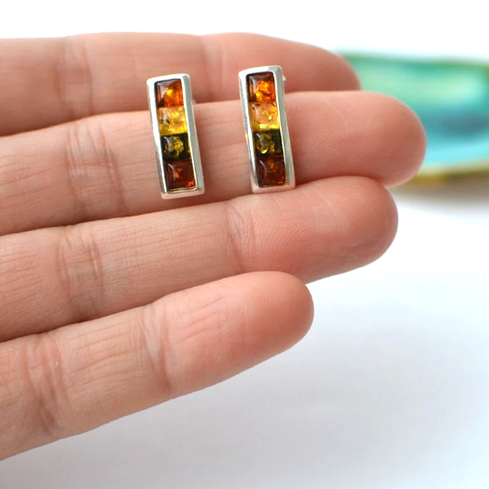 Natural colorful Amber Earrings