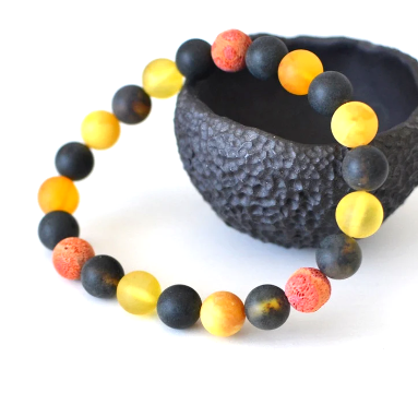 Amber and Coral Bracelet