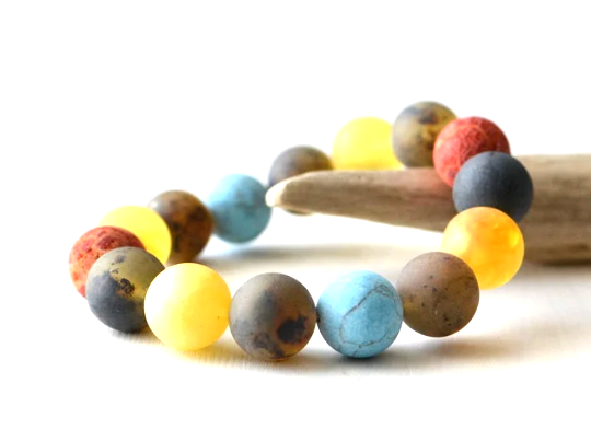 Amber Bracelet with Turquoise and Coral