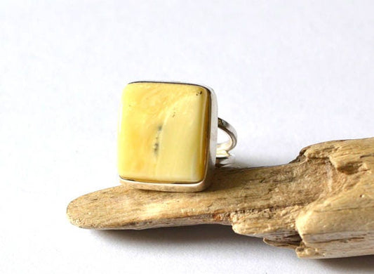 Sterling silver Raw Amber Ring