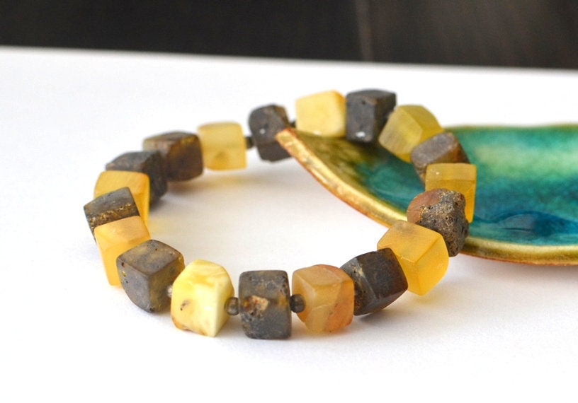 Raw Amber Cube Bracelet