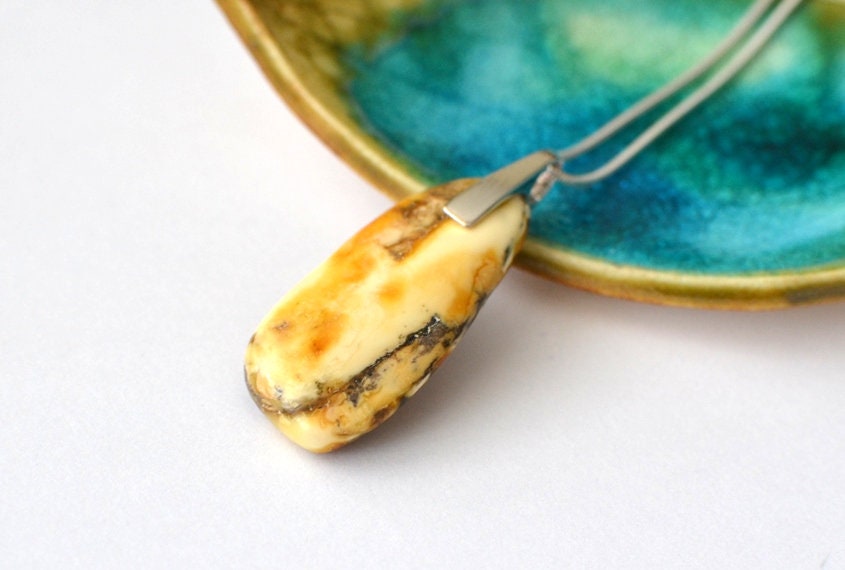 Raw Amber Pendant Necklace