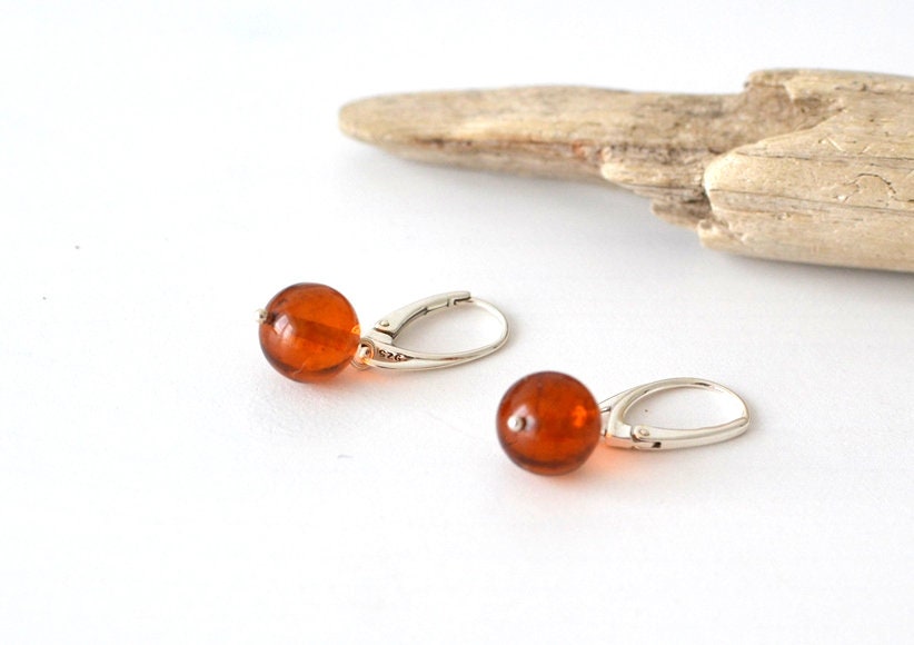 Dangle Cognac Amber Earrings
