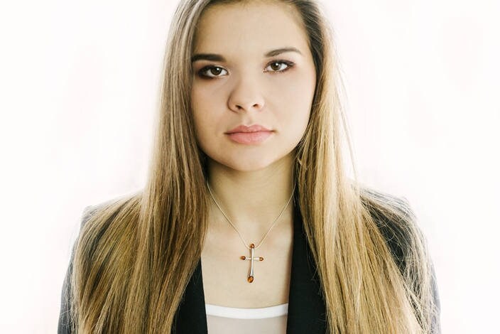 Colorful Amber Cross Pendant