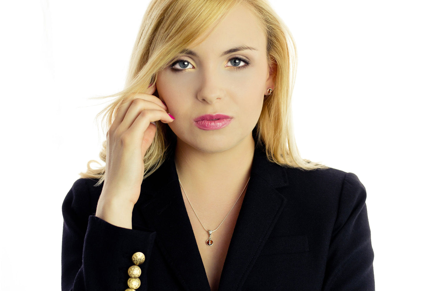 Dainty Amber Silver Necklace