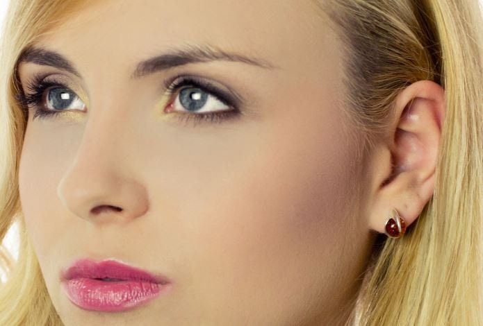 Cognac Amber Stud Earrings