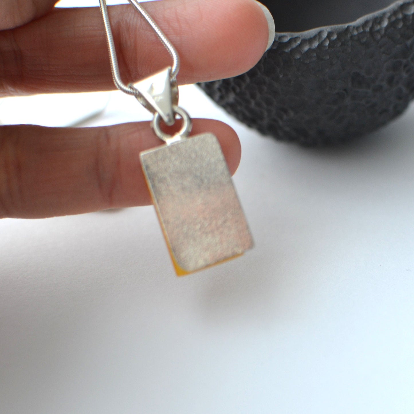 Sterling Silver Yellow Amber Pendant