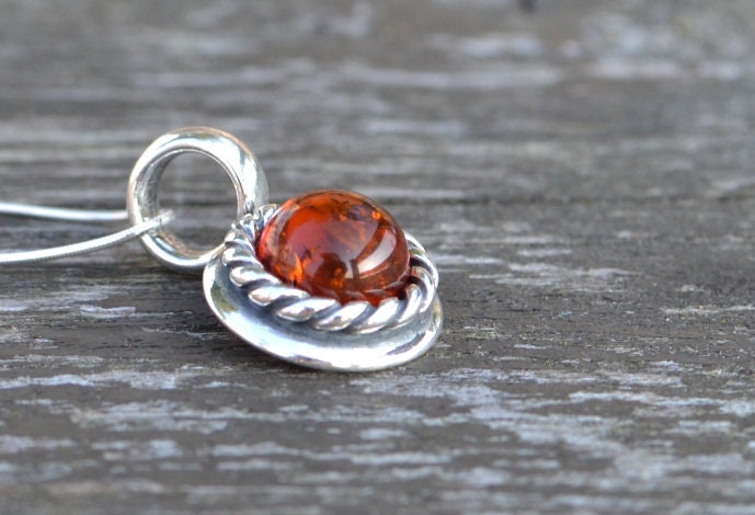 Silver Cognac Amber Necklace