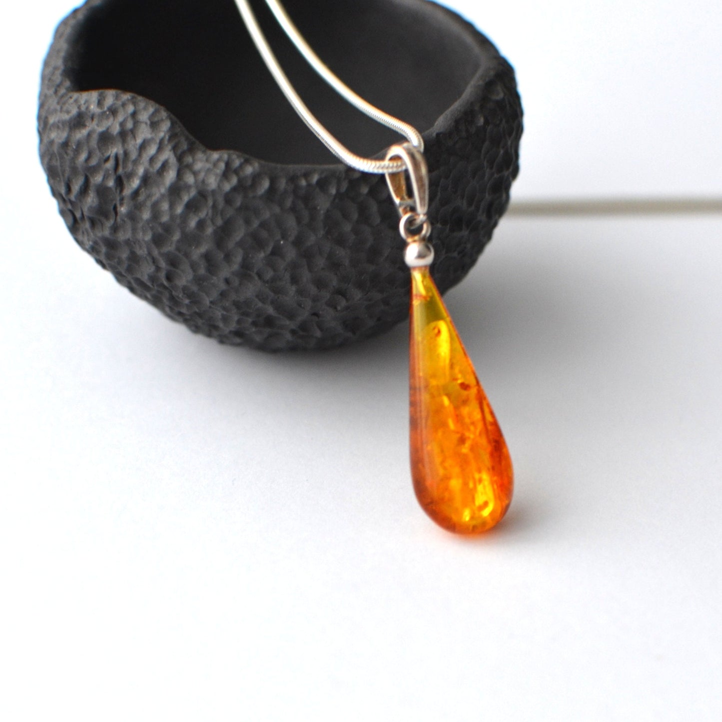 Amber Drop Pendant Necklace