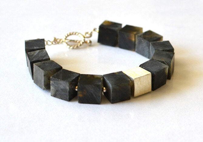 Black Cube Amber Bracelet