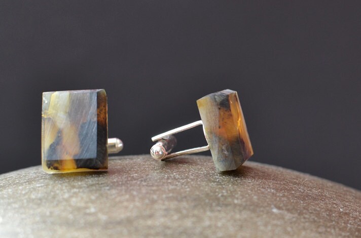 stone Cufflinks for Men, Gemstone Natural Cuff Links, gift for him, Modern Cuff links, stone Black cufflinks, husband gift fathers day gifts