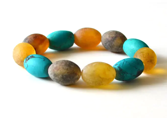 Turquoise and Amber Bracelet