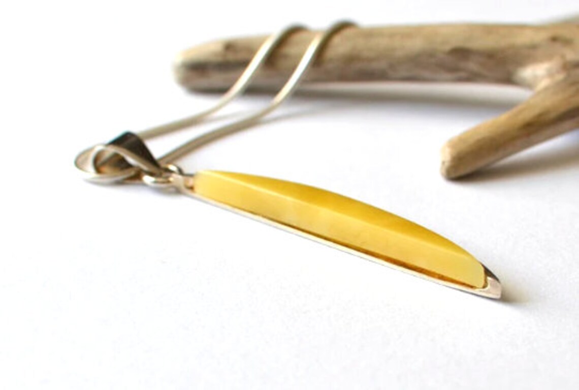 Yellow Amber Pendant Necklace