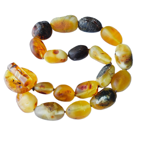 Natural Baltic amber necklace with large raw amber stones