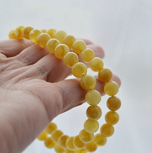 Karuba Yellow amber necklace, egg yolk amber, round amber bead, naszyjnik bursztynowy, bursztyn 