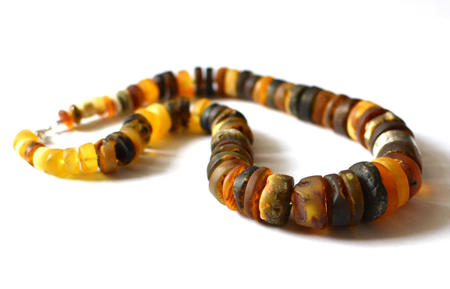 Raw Amber Chunky Necklace with Silver