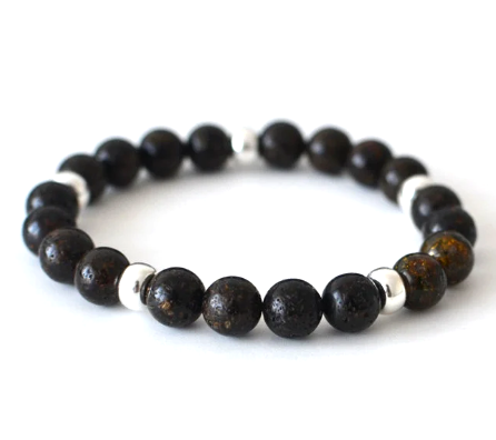Black Amber Beads Bracelet