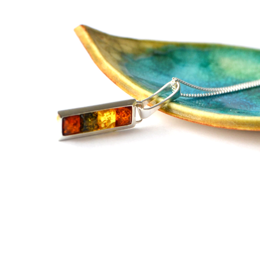 Colorful Amber Pendant Necklace