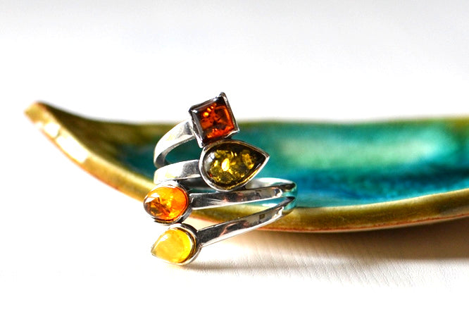 Colorful Amber Ring