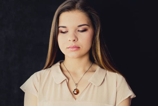 Chain Amber Pendant Necklace