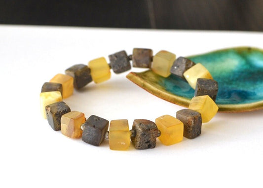 Raw Amber Cube Bracelet