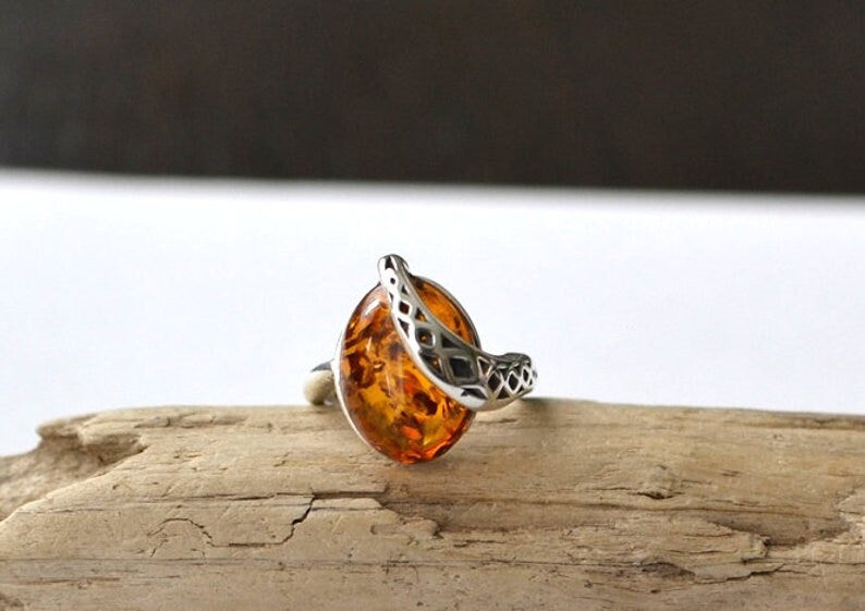 Baltic Amber Ring with Silver