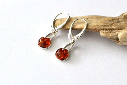 Amber Silver drop earrings