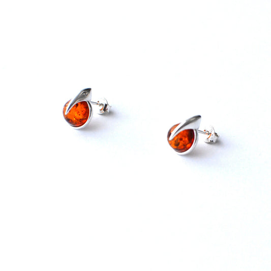 Cognac Amber Stud Earrings