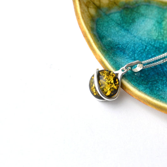 Dainty Green Amber Necklace