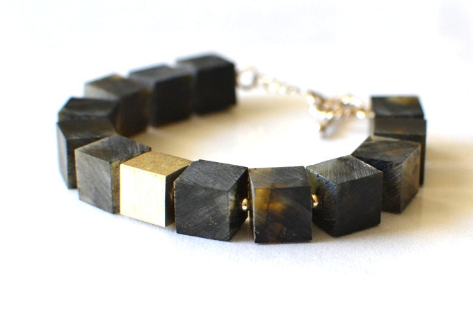 Black Cube Amber Bracelet