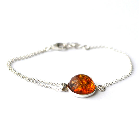 Silver Chain Amber Bracelet